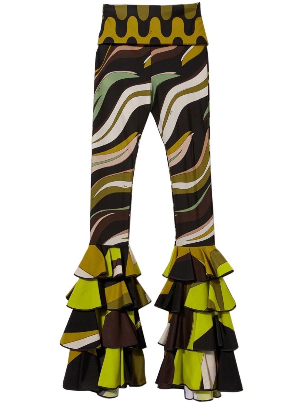 Fiamme-print ruffled trousers - 1