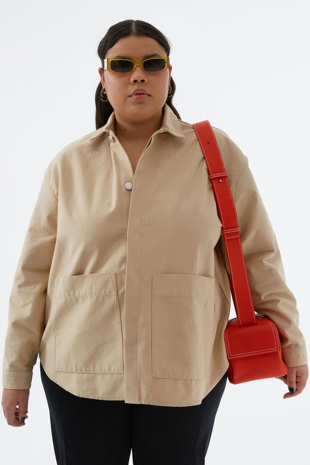 BEIGE DENIM OVER SHIRT - 2