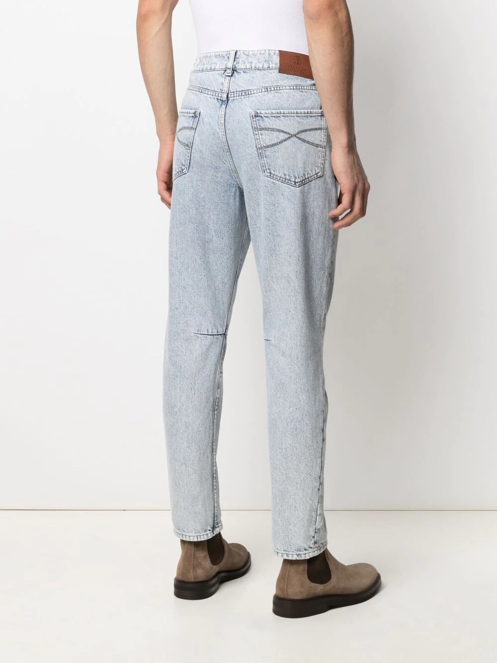 stonewashed straight-leg jeans - 4