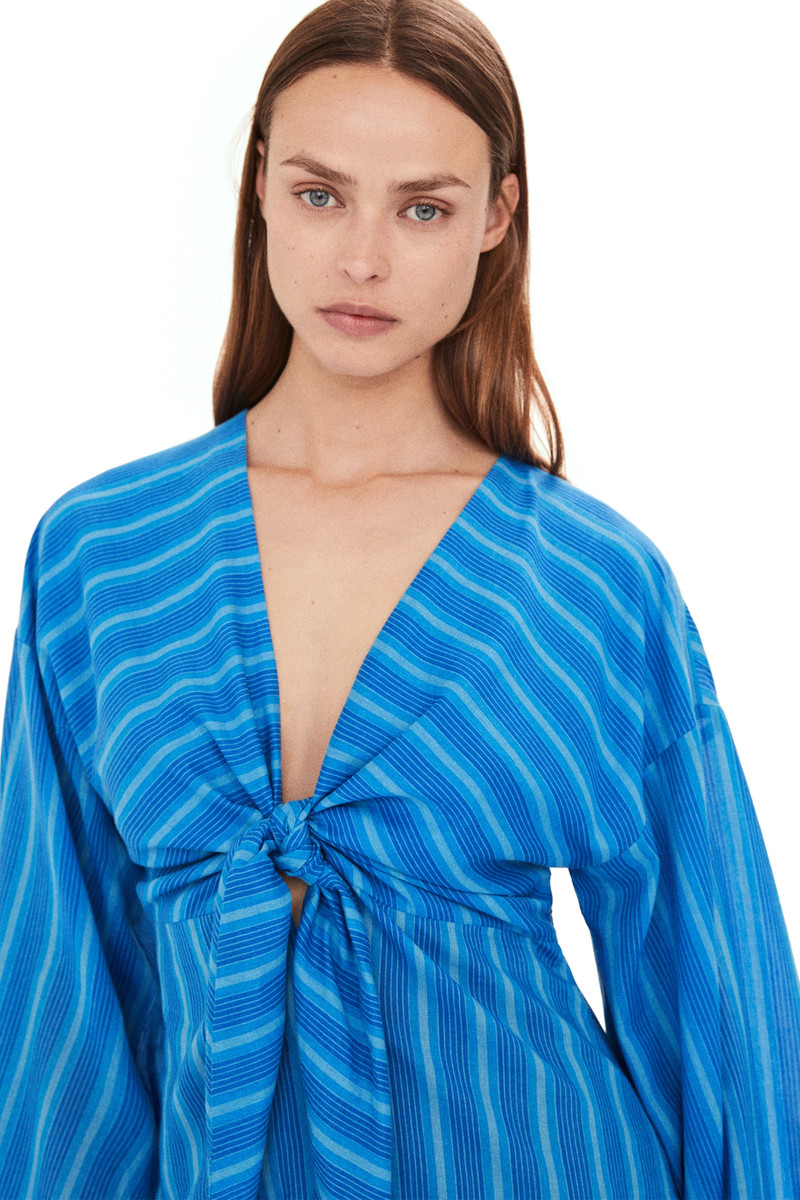 Sm X Mango Agua Dress In Blue Stripe 4