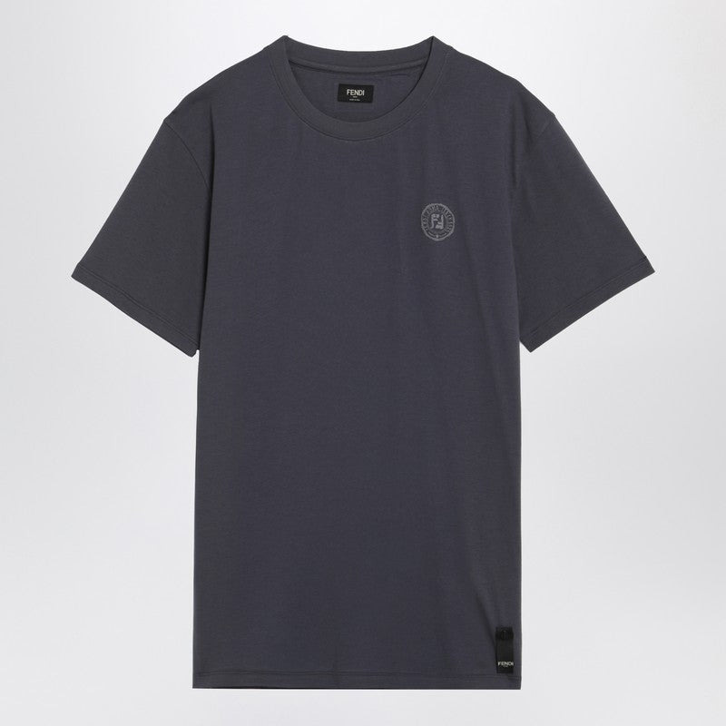 Fendi Slim-Fit Blue Cotton T-Shirt Men - 1