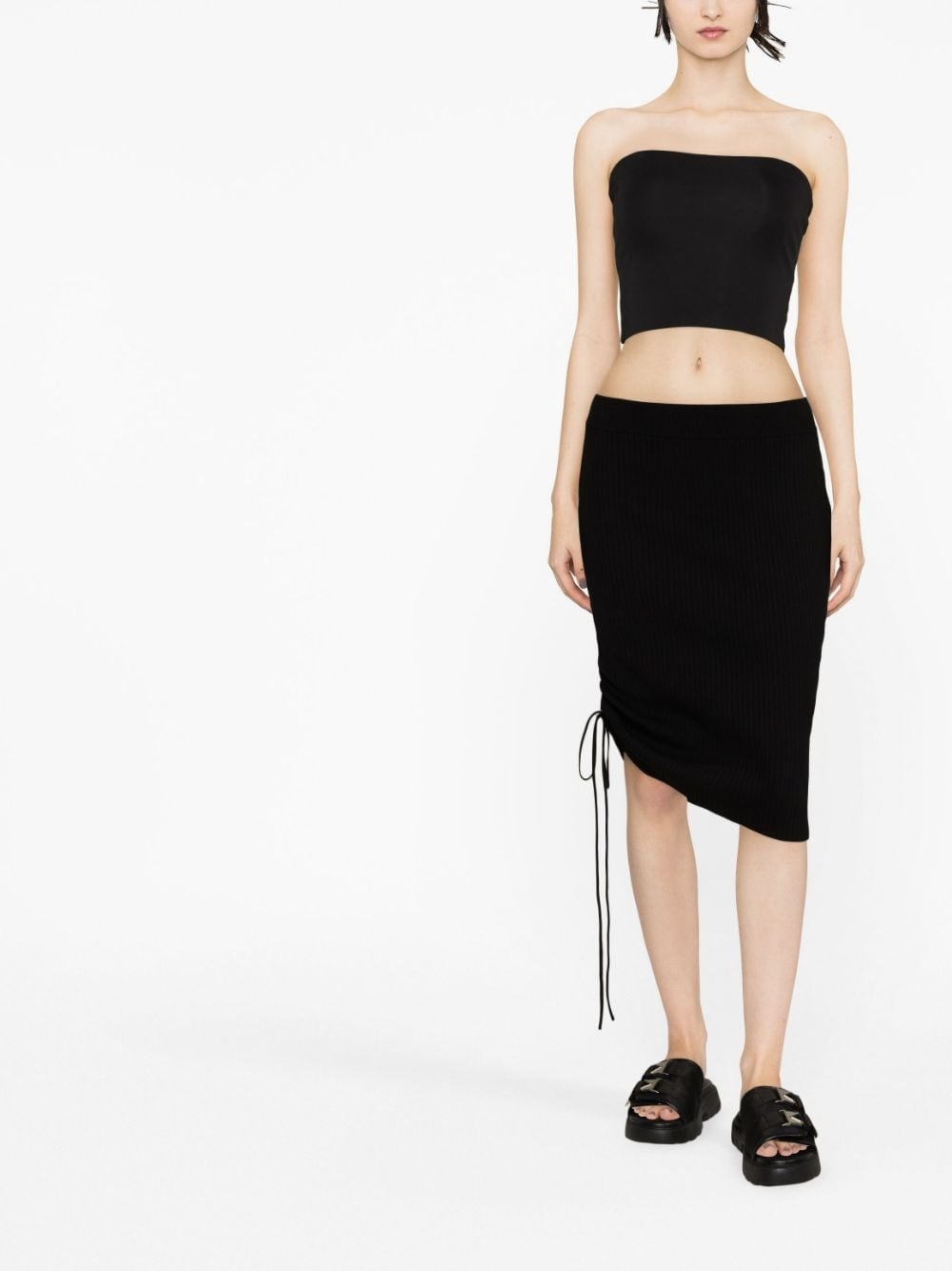 drawstring-detailed midi skirt - 2