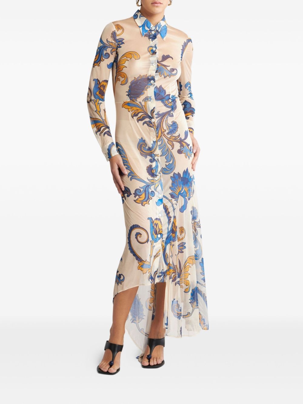 floral-print shirt dress - 2