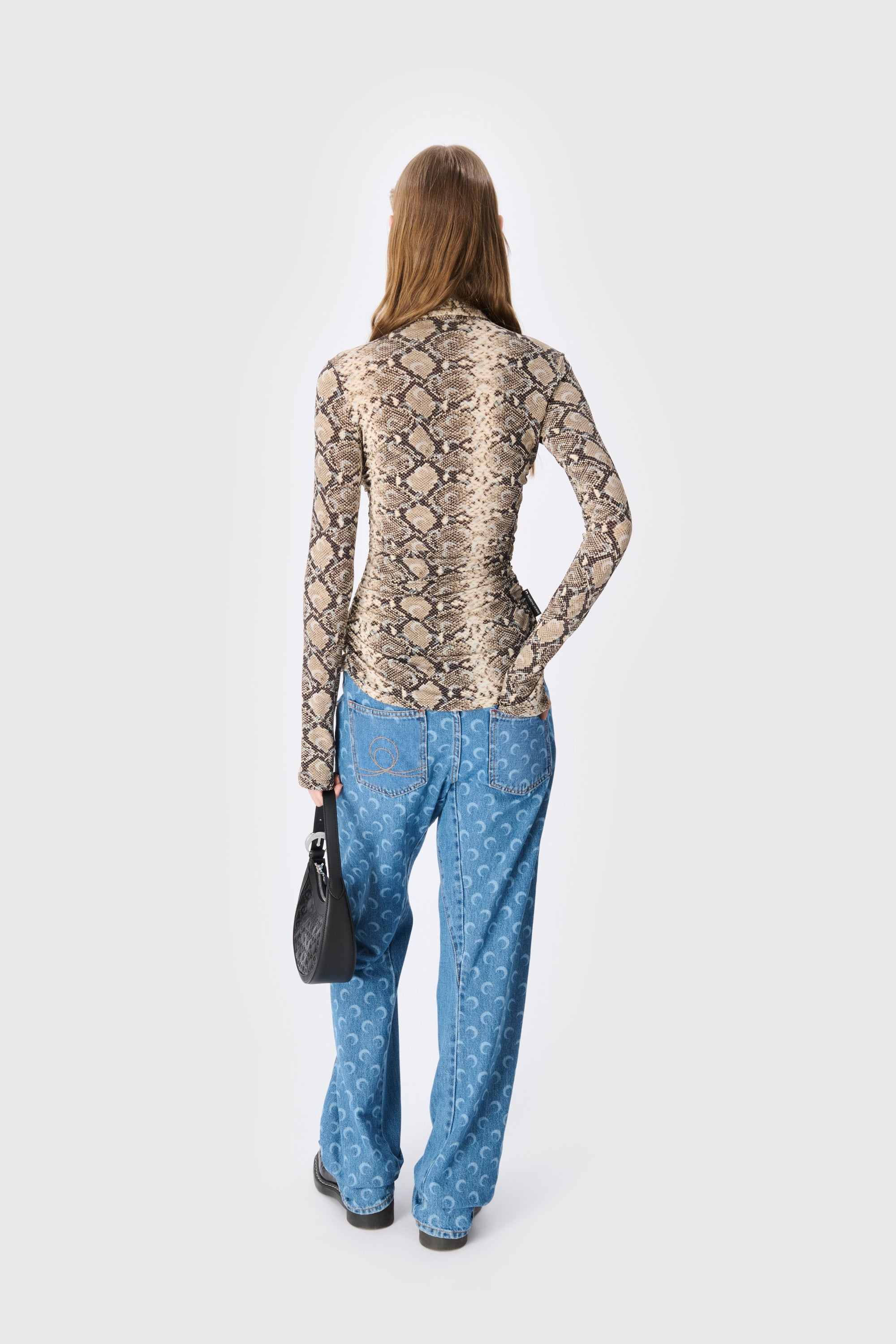 Python Printed Draped Jersey Ruched Blouse - 2