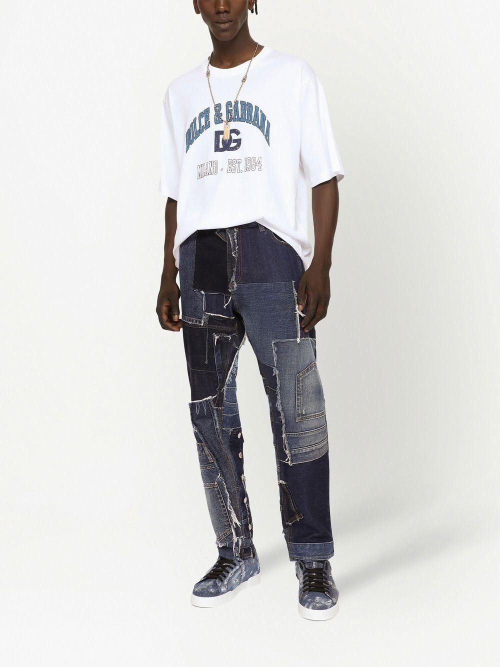 patchwork-detail straight-leg jeans - 3