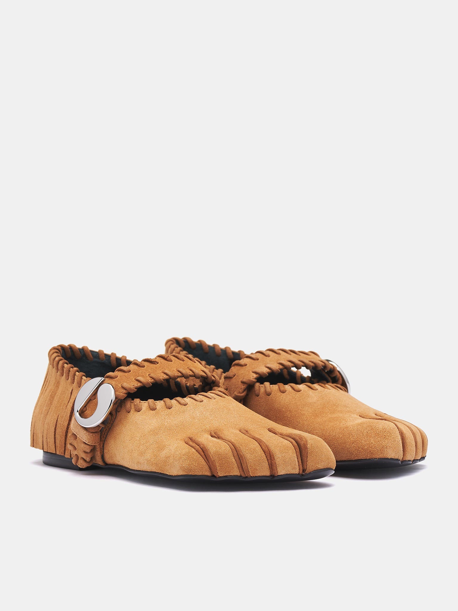 Suede Fringe Five-Toe Ballet Flat - 2