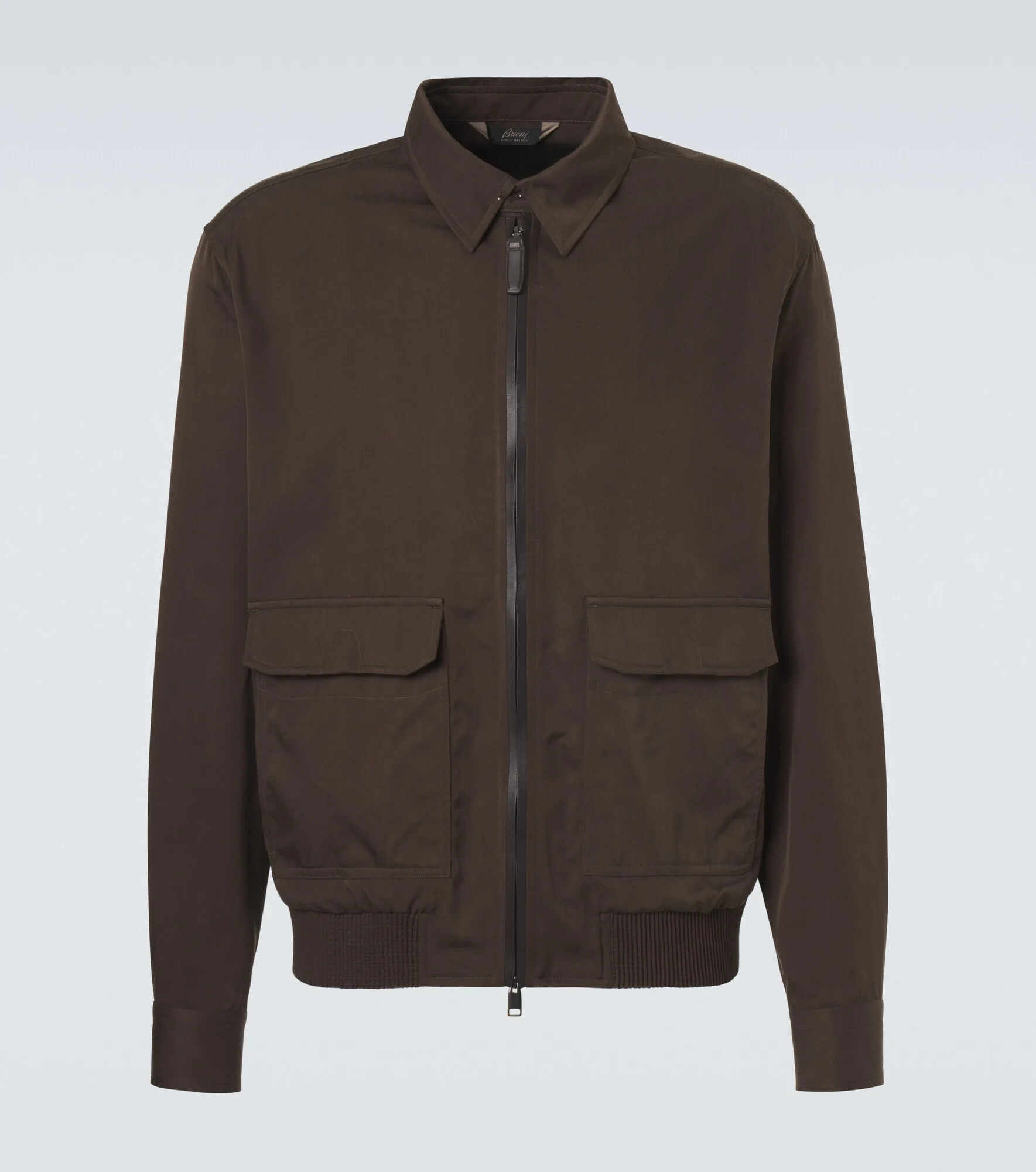 Leather-trimmed silk blouson jacket - 1