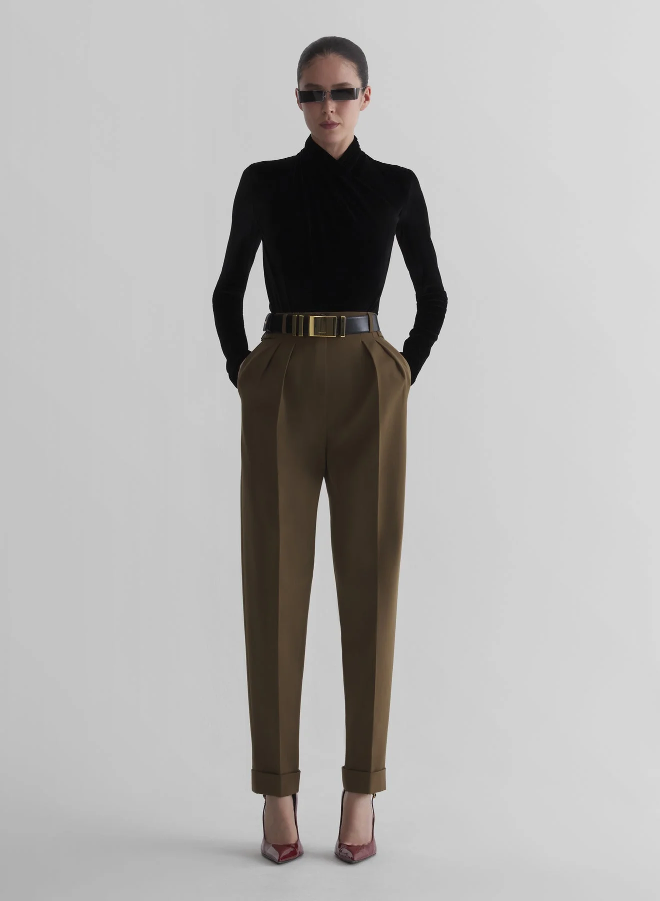 khaki carrot pants - 1