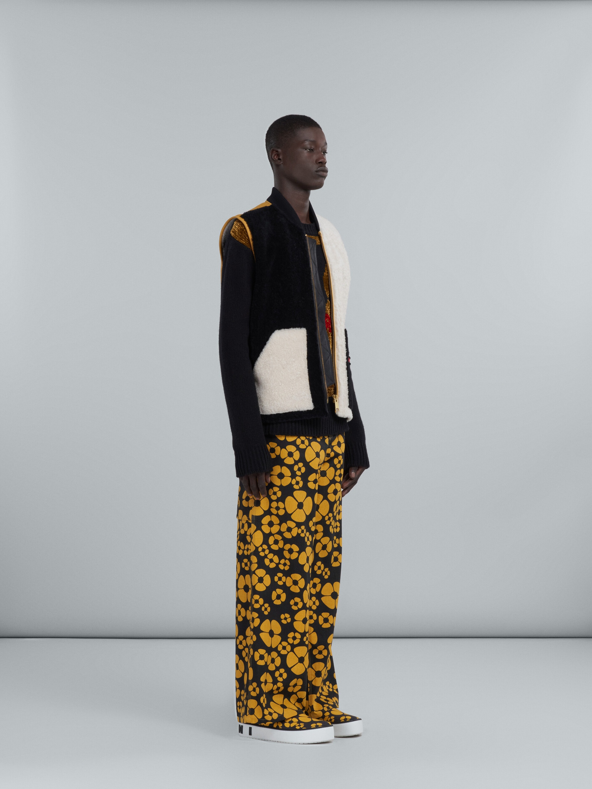 MARNI X CARHARTT WIP - JUMPER IN BLACK WOOL AND SILK WITH LOGO - 5