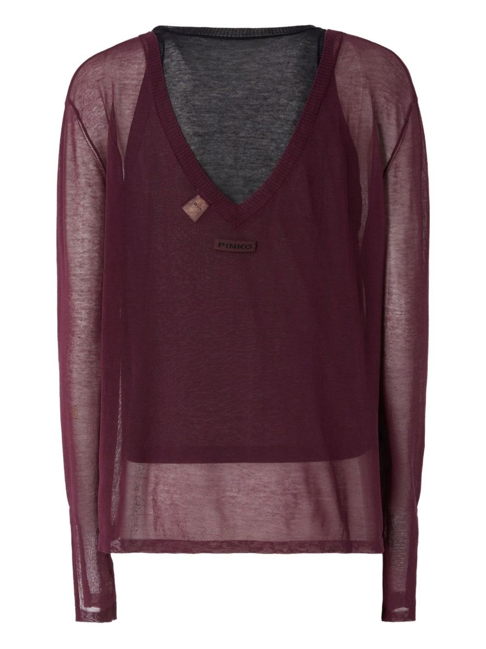 semi-sheer long-sleeve top - 2