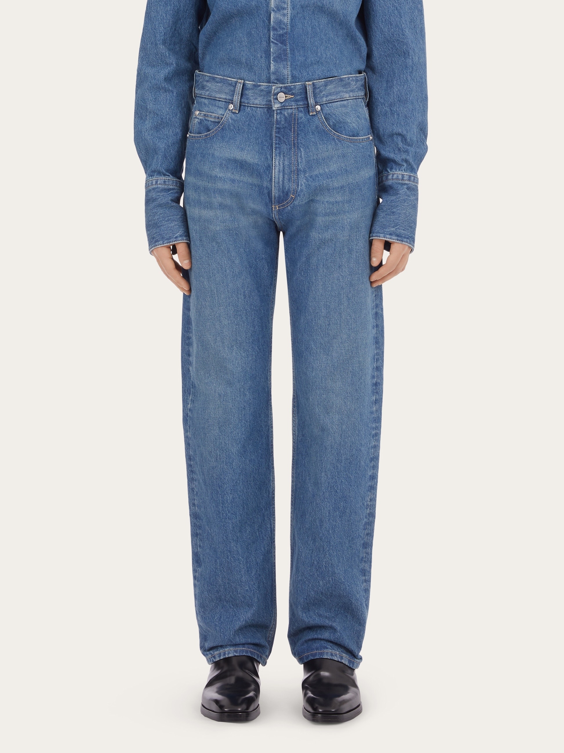 5 pocket washed denim trouser - 2