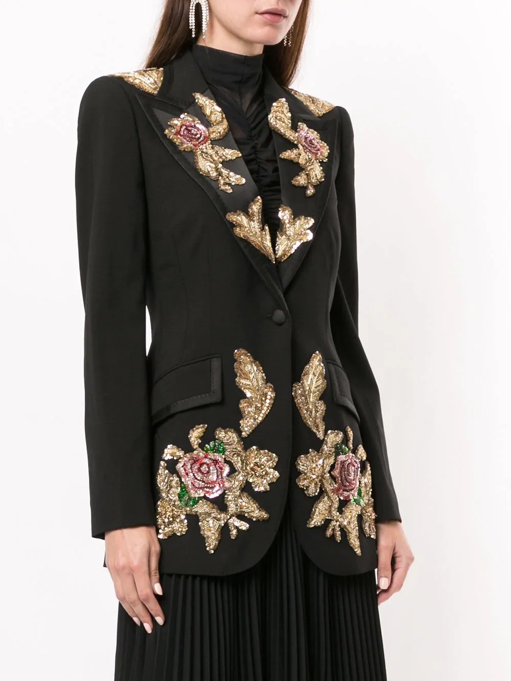 sequin rose appliqué jacket - 3