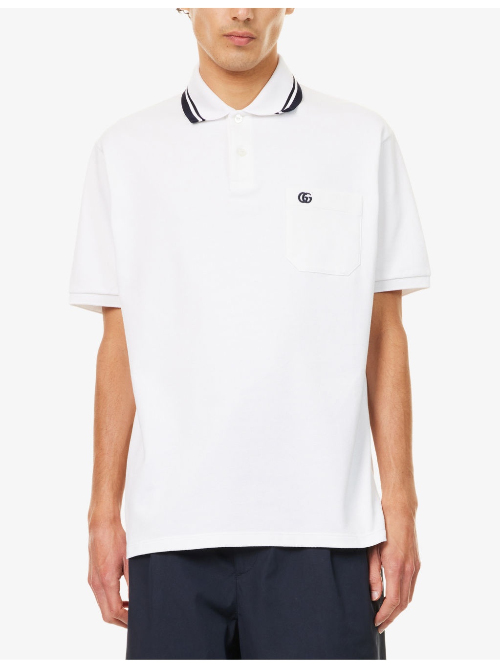 Logo-Embroidered Stripe-Collar Cotton-Pique Polo Shirt - 3