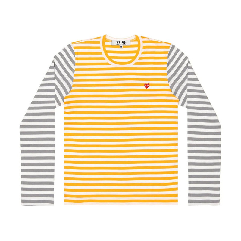Small Red Heart Bi-Color Stripe Tee Men - 1