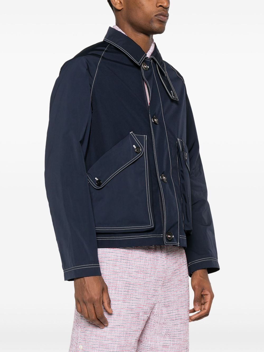 contrast-stitching raglan jacket - 3