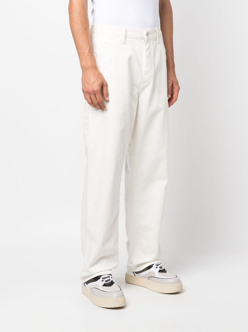 logo-patch cotton straight-leg trousers 3