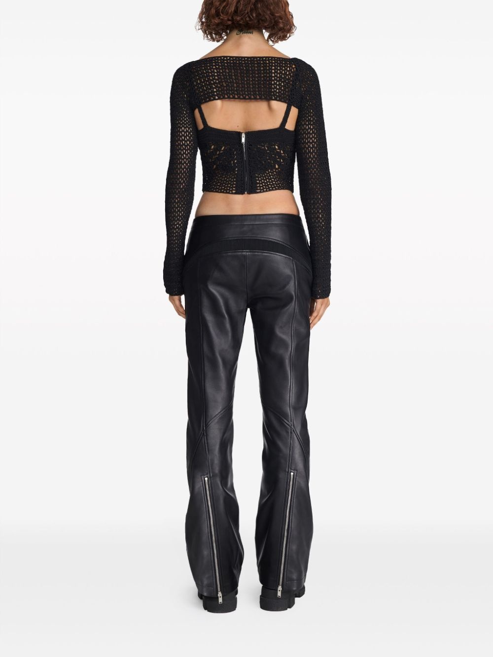 panelled leather trousers - 6