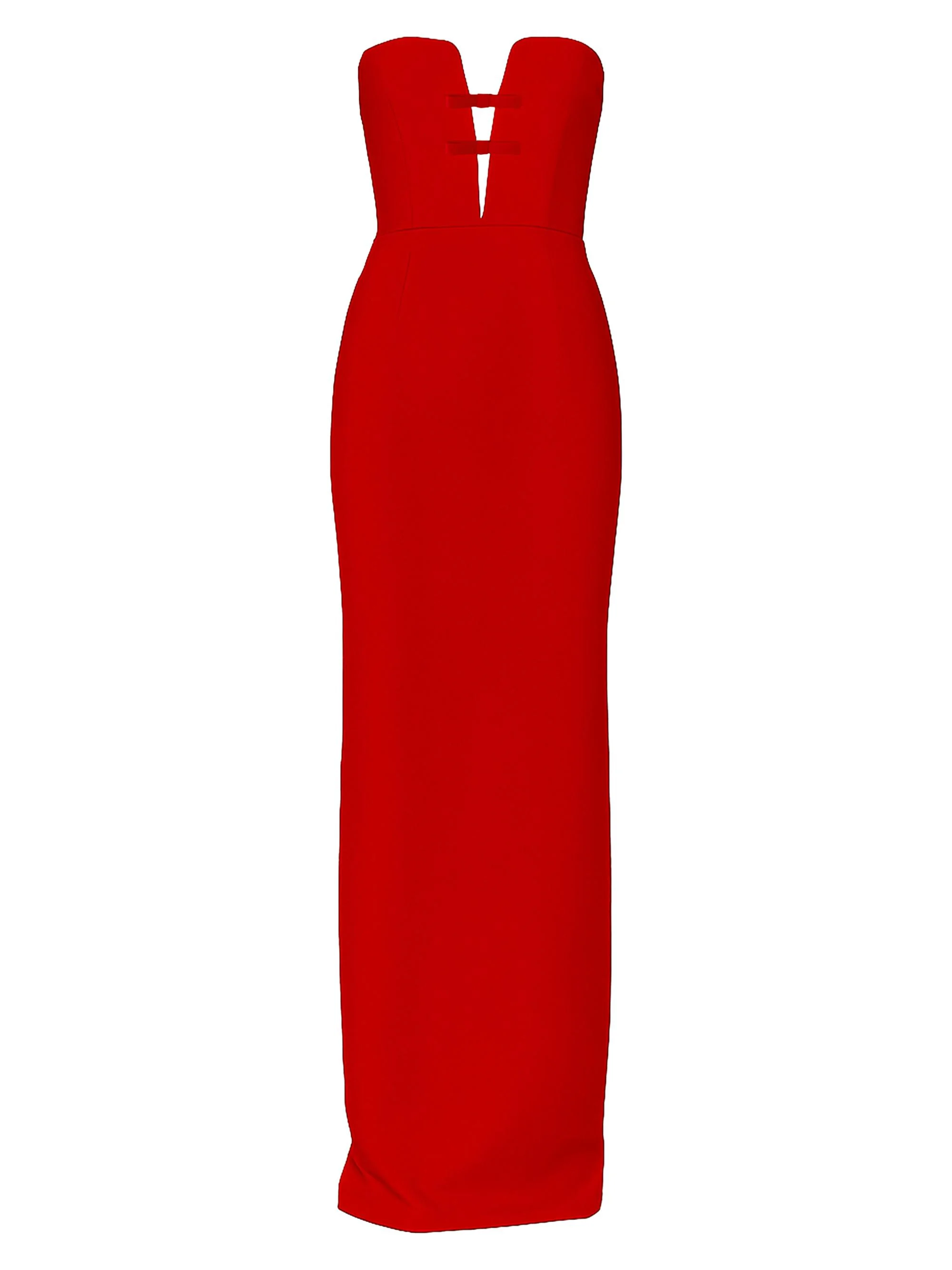 Women's Noa Pedro Bow-Detail Crepe Strapless Gown - Pedro Red - 1
