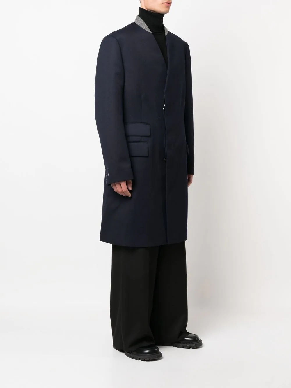 single-breasted wool coat - 3