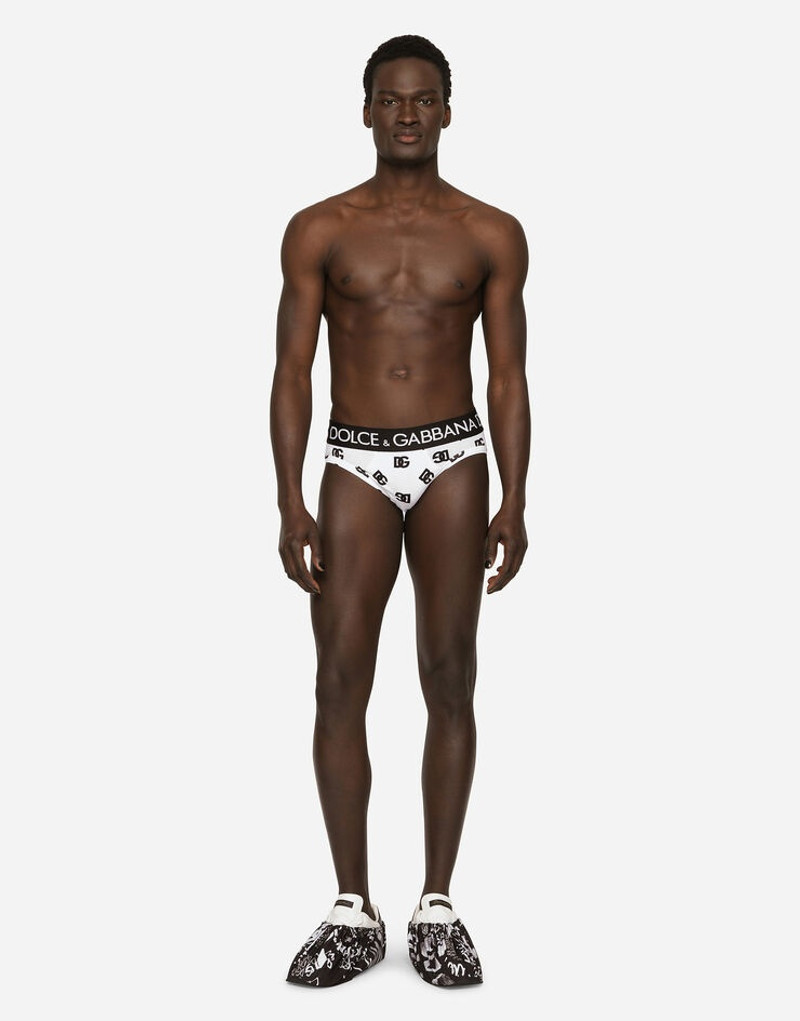 Dolce & Gabbana Mid-rise jersey briefs with all-over DG logo print outlook