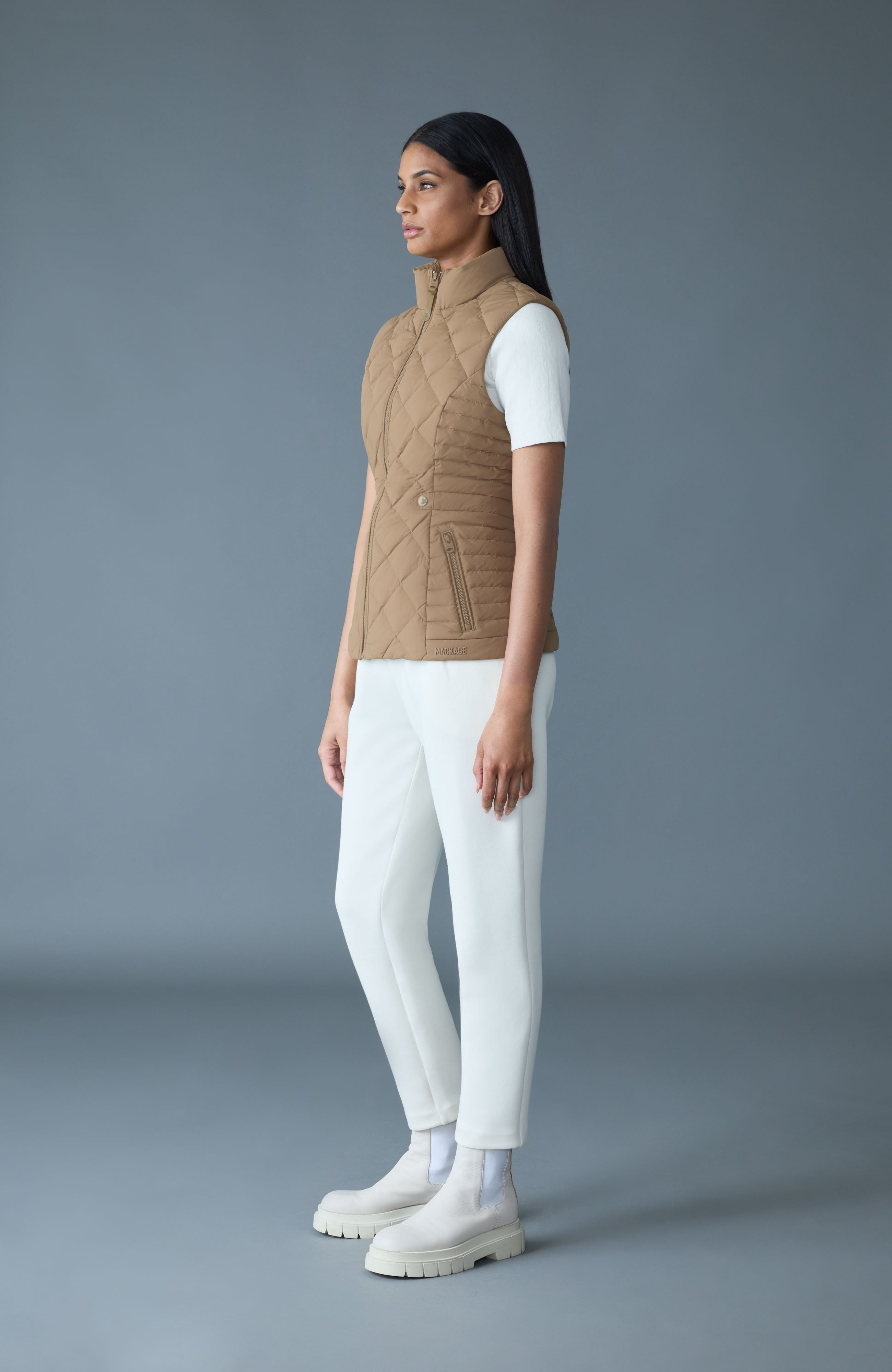 STEFANIA Diamond Quilted Down Vest - 3