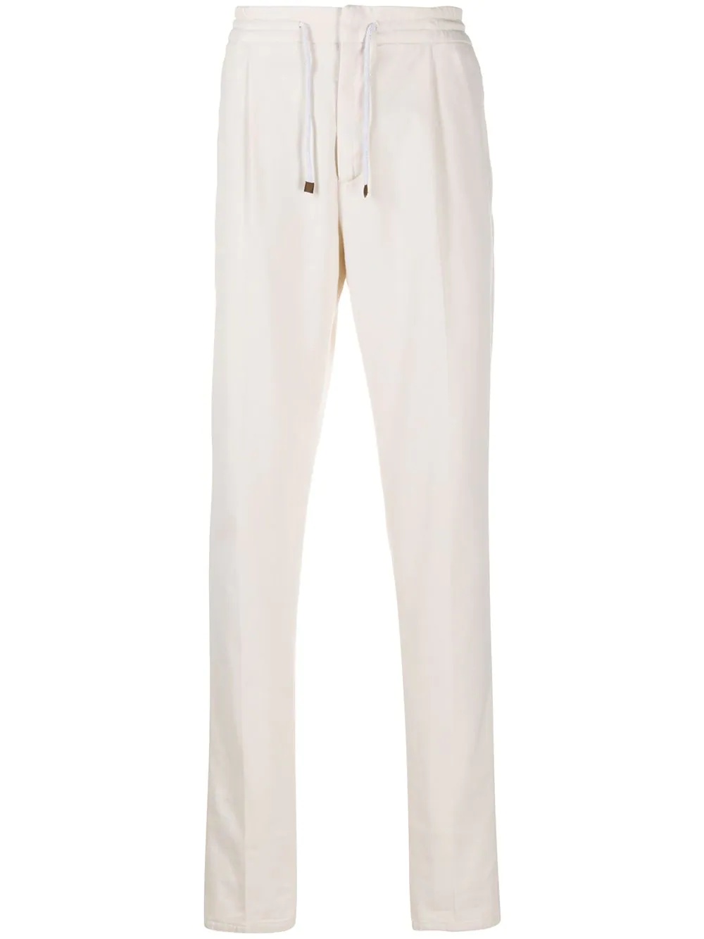 drawstring-waist straight leg trousers  - 1