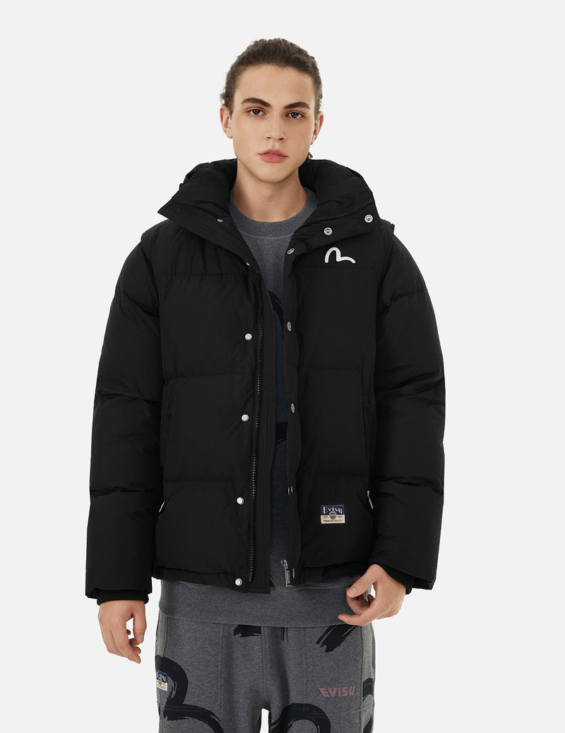 Seagull Embroidery Detachable Relax Fit Down Jacket 5