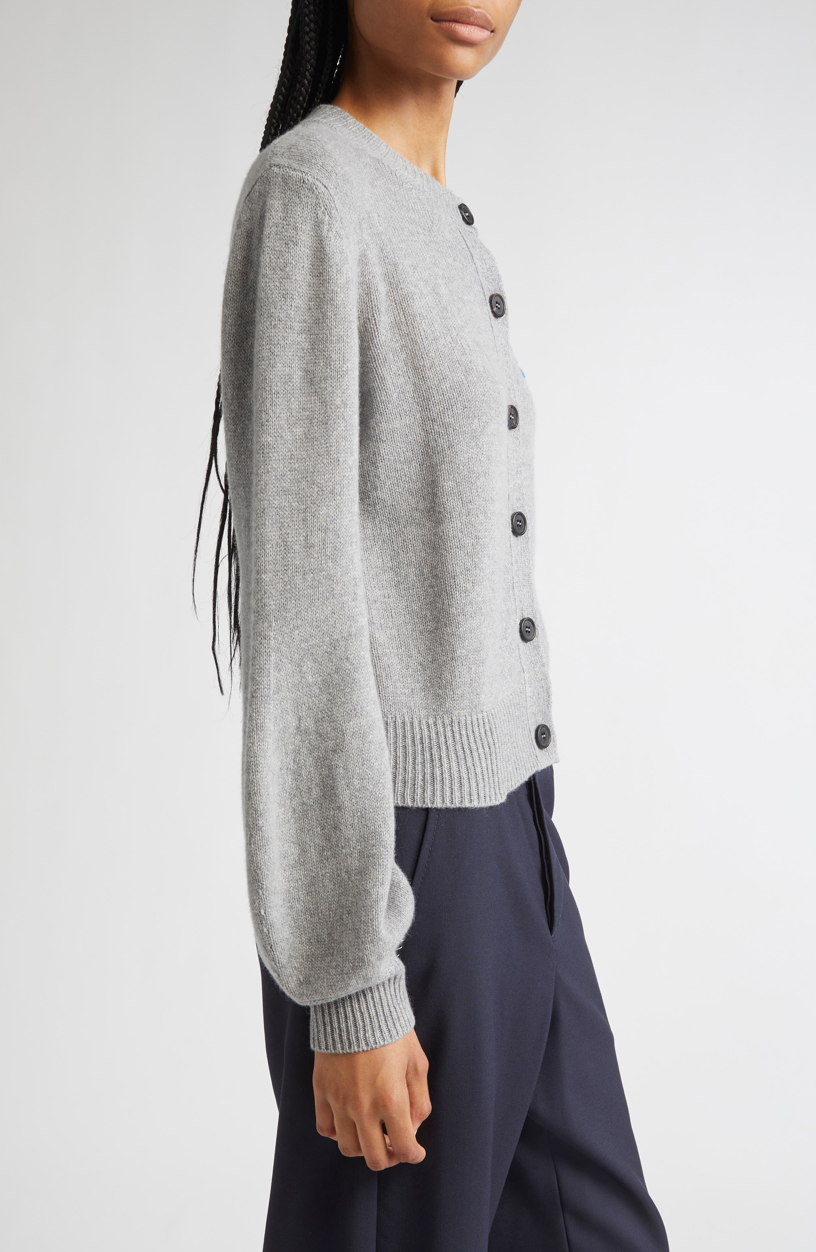 Marni Mending Logo Cashmere Cardigan in 00N38 Inox at Nordstrom - 4