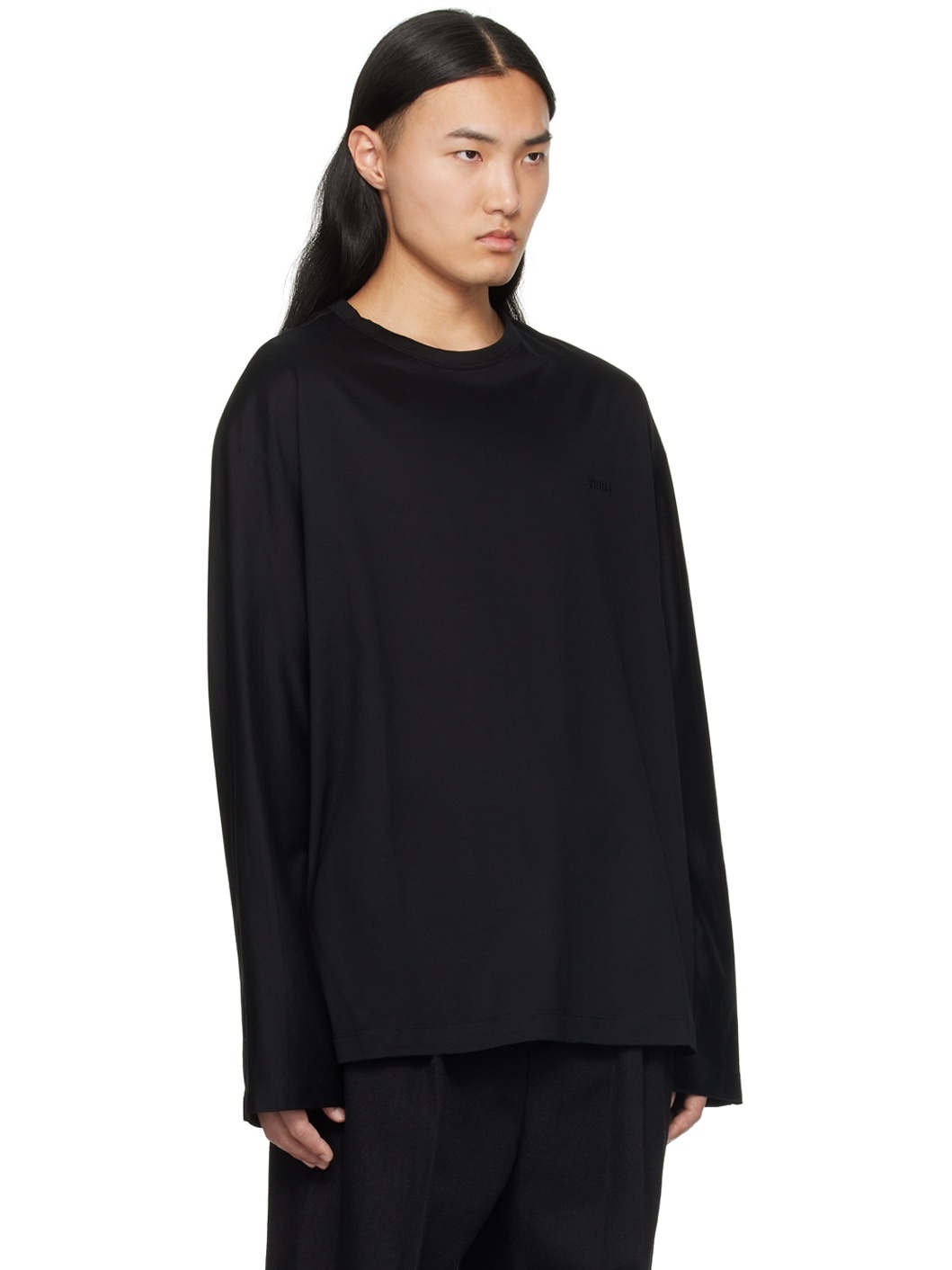 Black Embroidered Long Sleeve T-Shirt - 2