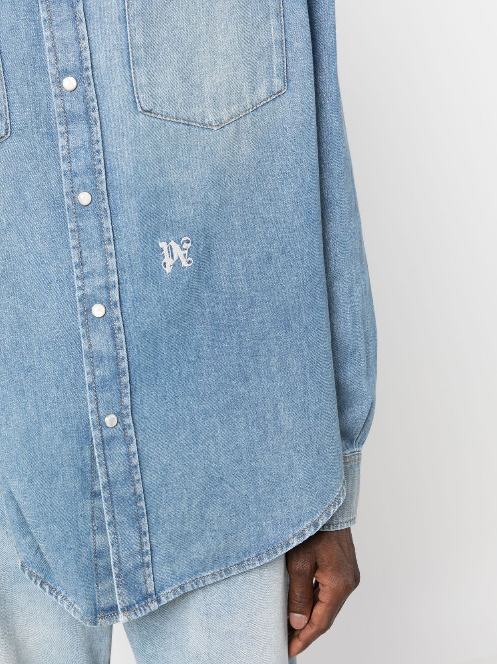 monogram-embroidered denim shirt - 5