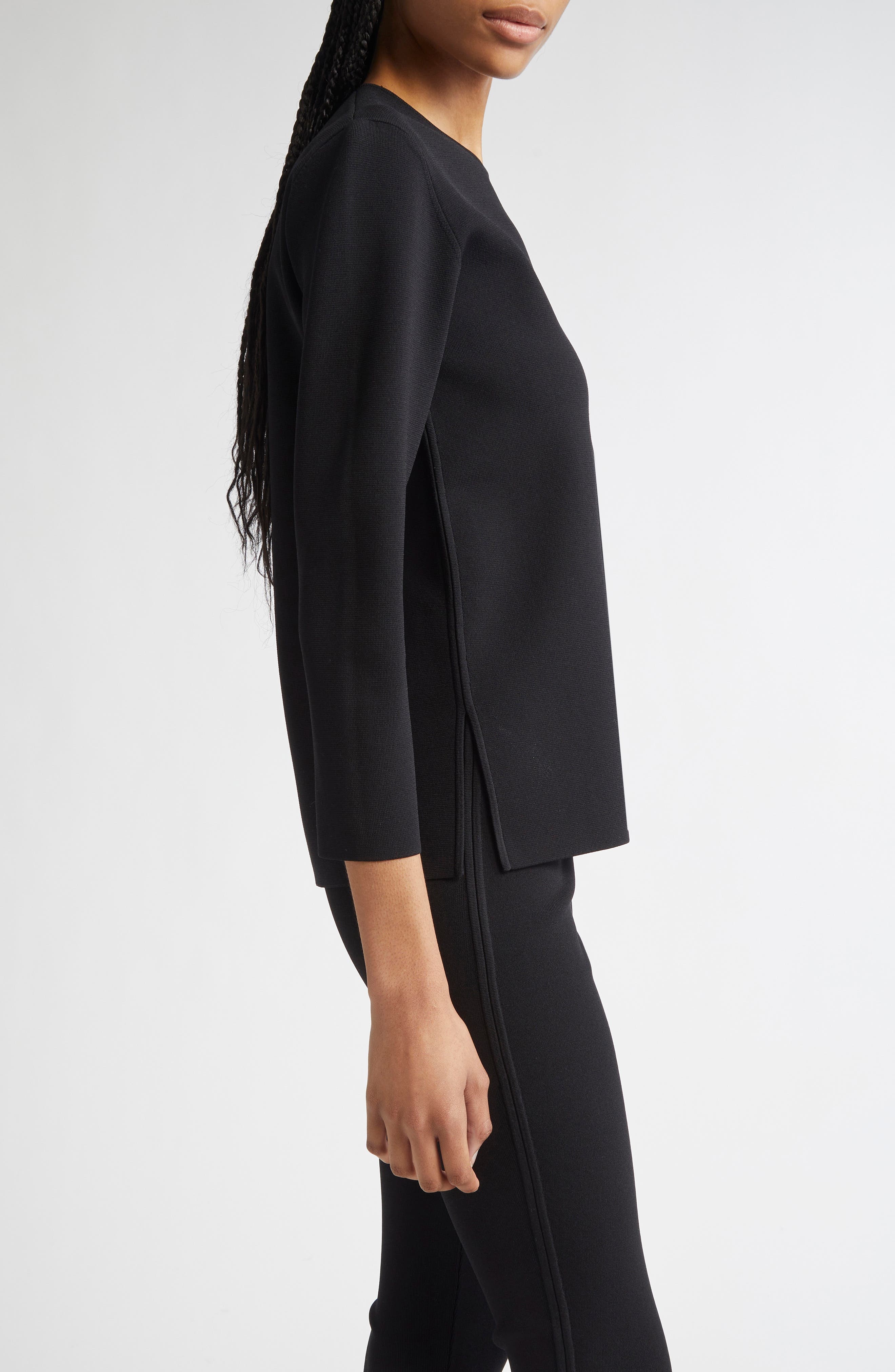 TOTEME Compact Knit Top in Black at Nordstrom - 4