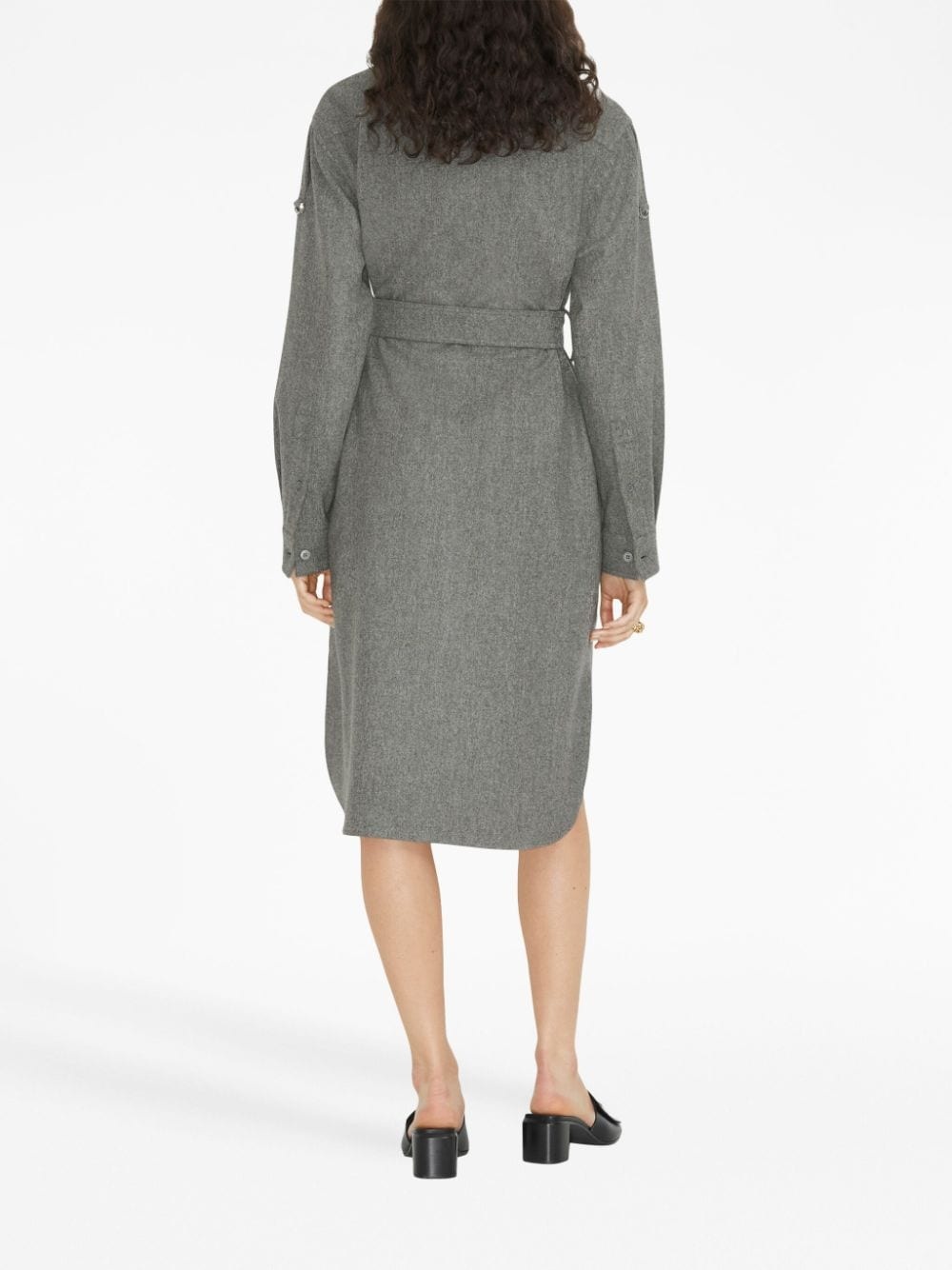logo-embroidered shirt dress - 4