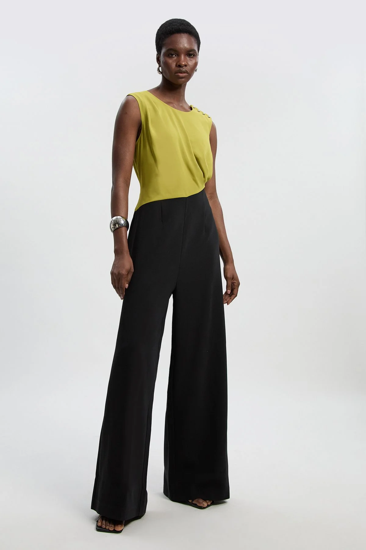 Tall Soft Tailored Asymmetric Neck Wide Leg Jumpsuit - 1