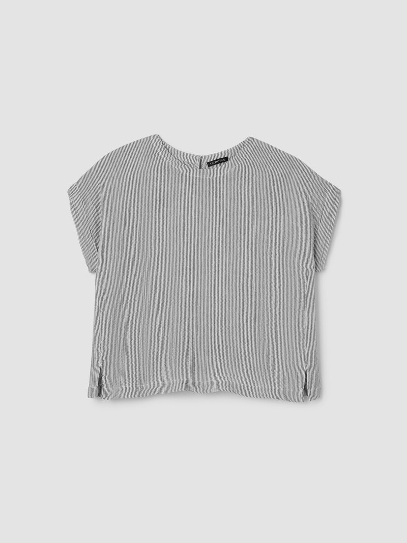 Striped Organic Cotton Gauze Square Top 1