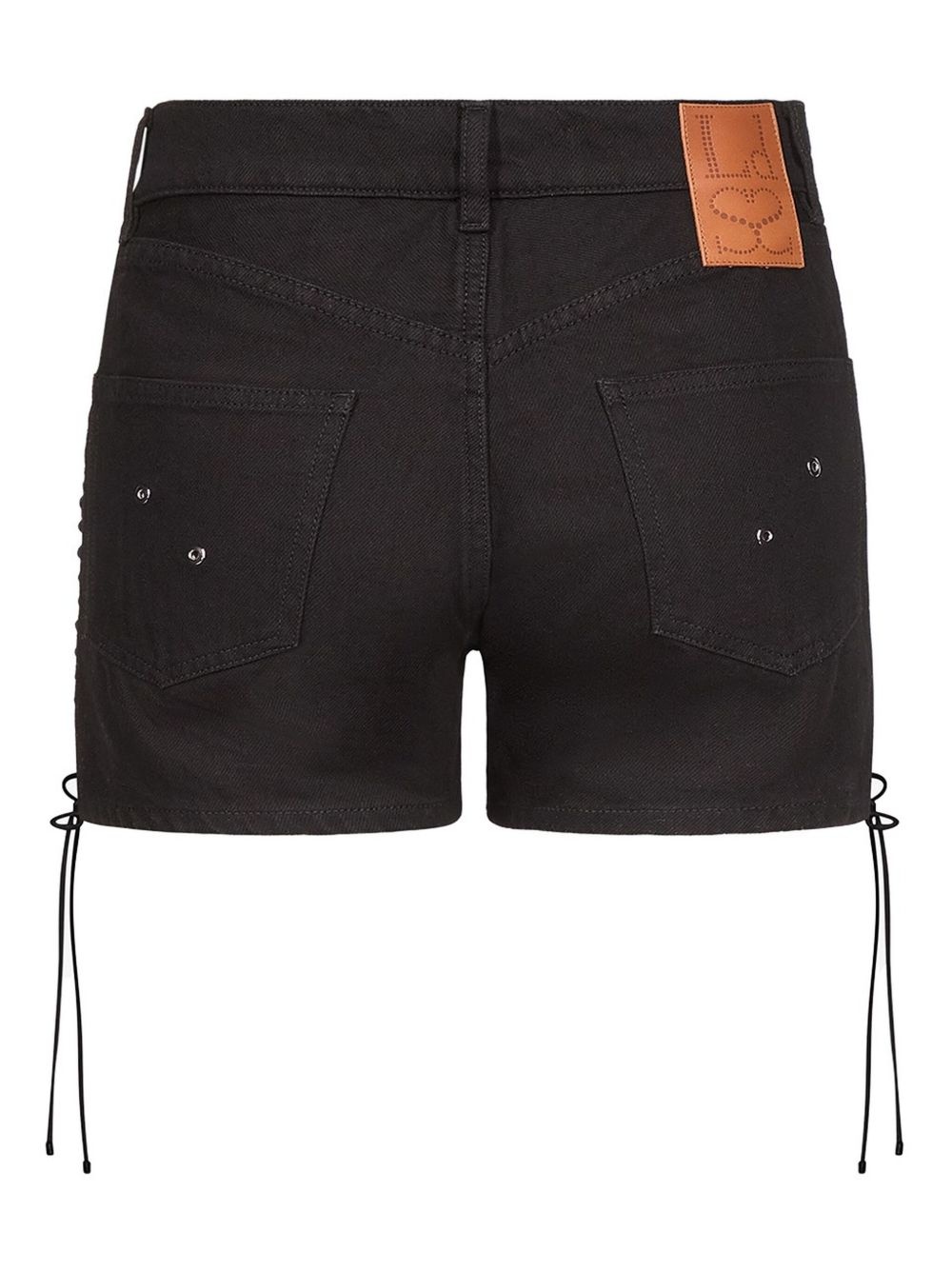 lace-up denim shorts - 2