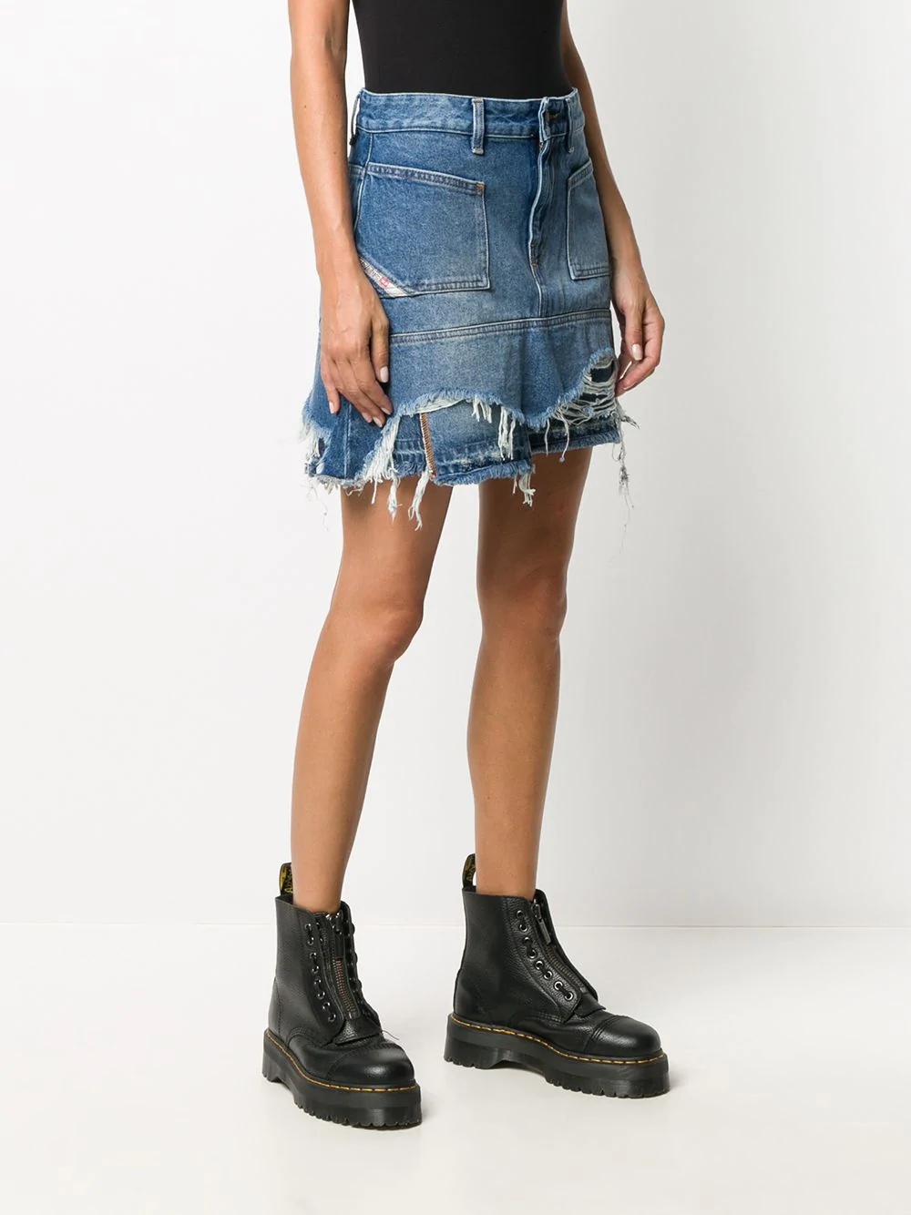 distressed denim mini skirt - 3