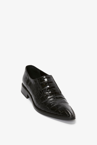 Victoria Beckham Pointy Toe Flat Lace Up In Black Croc-Effect Leather outlook