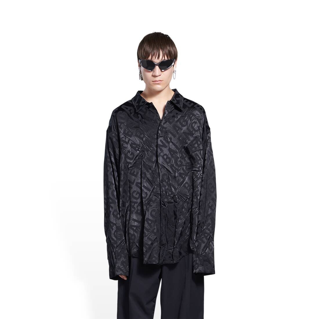 Men's Large Logo Minimal Shirt in Black - 5