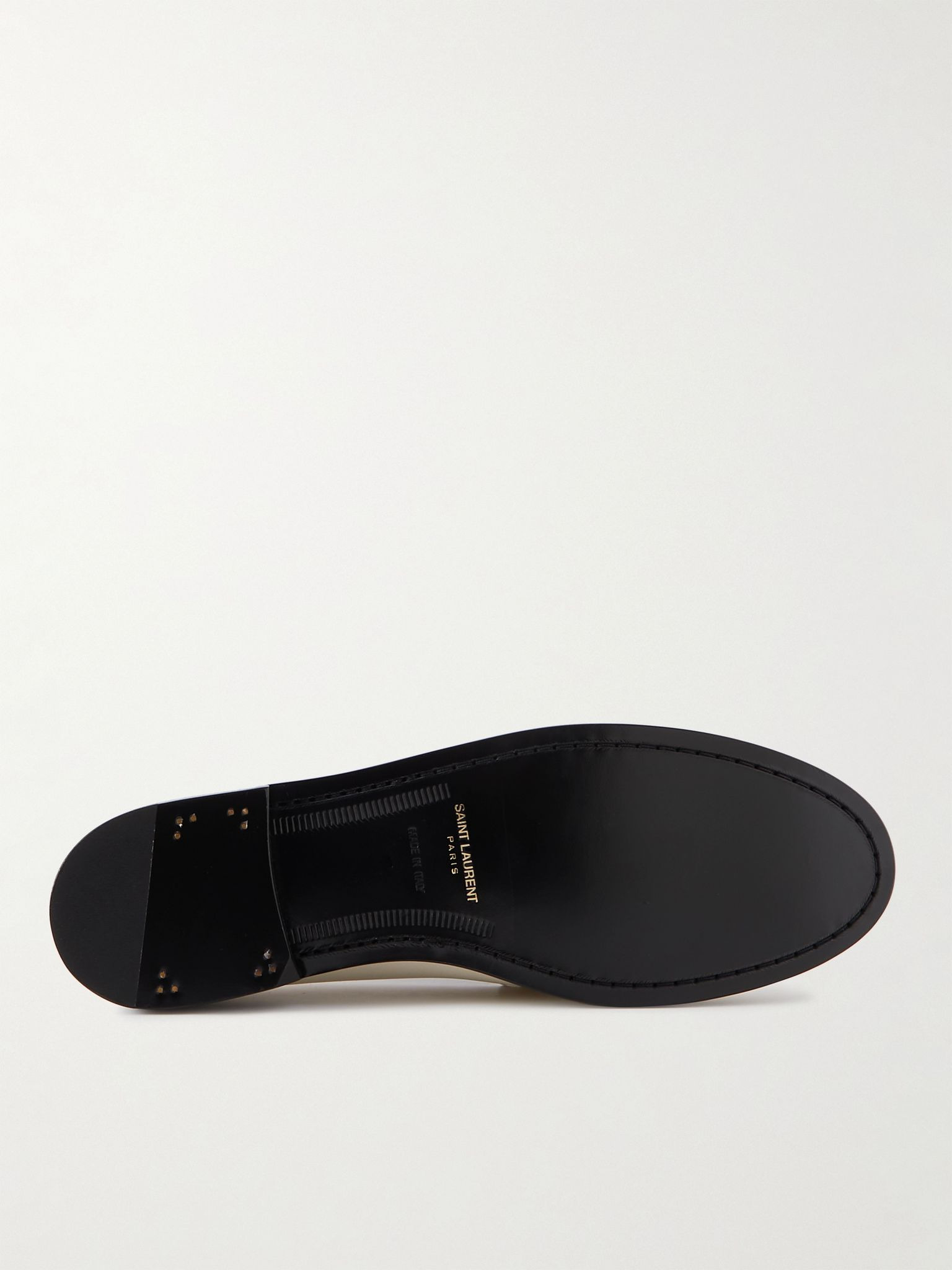 Logo-Embellished Leather Penny Loafers White - 7