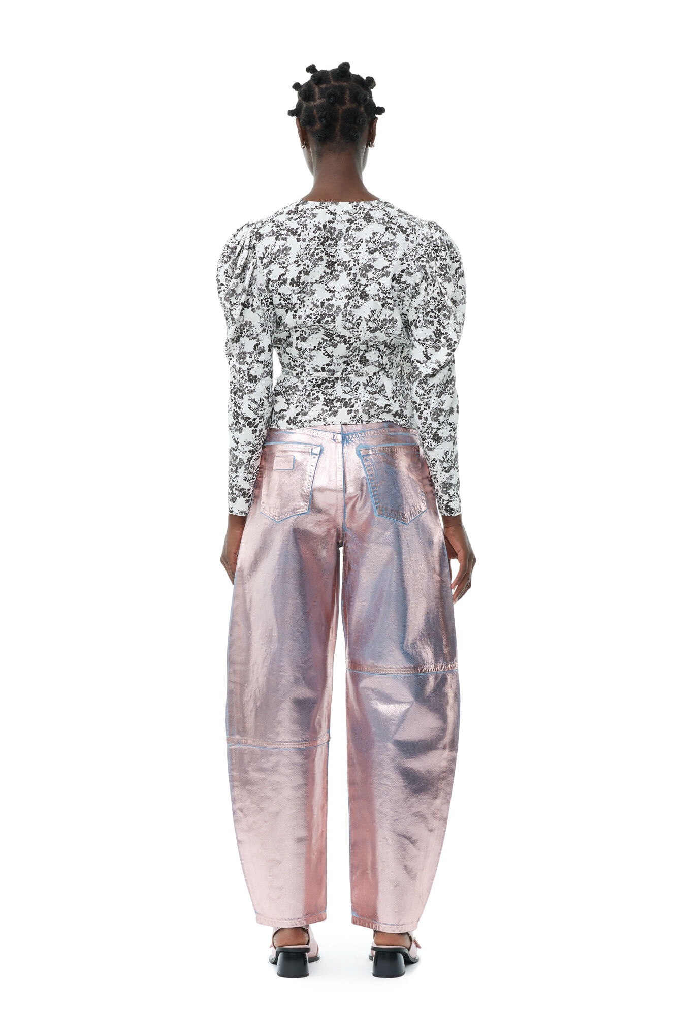 FLORAL TWILL WRAP BLOUSE - 6