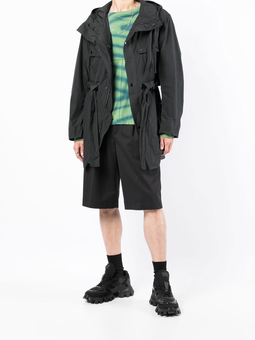 tied-waist parka coat - 2