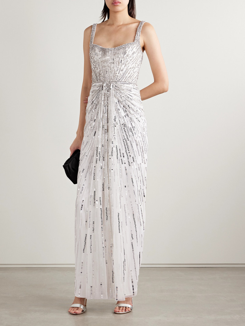 JENNY PACKHAM Chrissy Draped Embellished Tulle Gown outlook