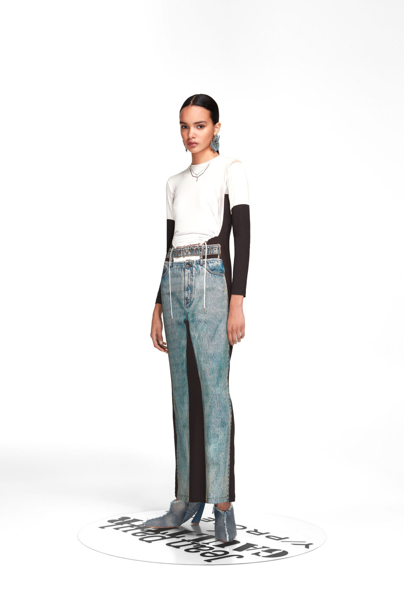 Trompe L'Oeil Y Belt Denim Maxi Dress 4