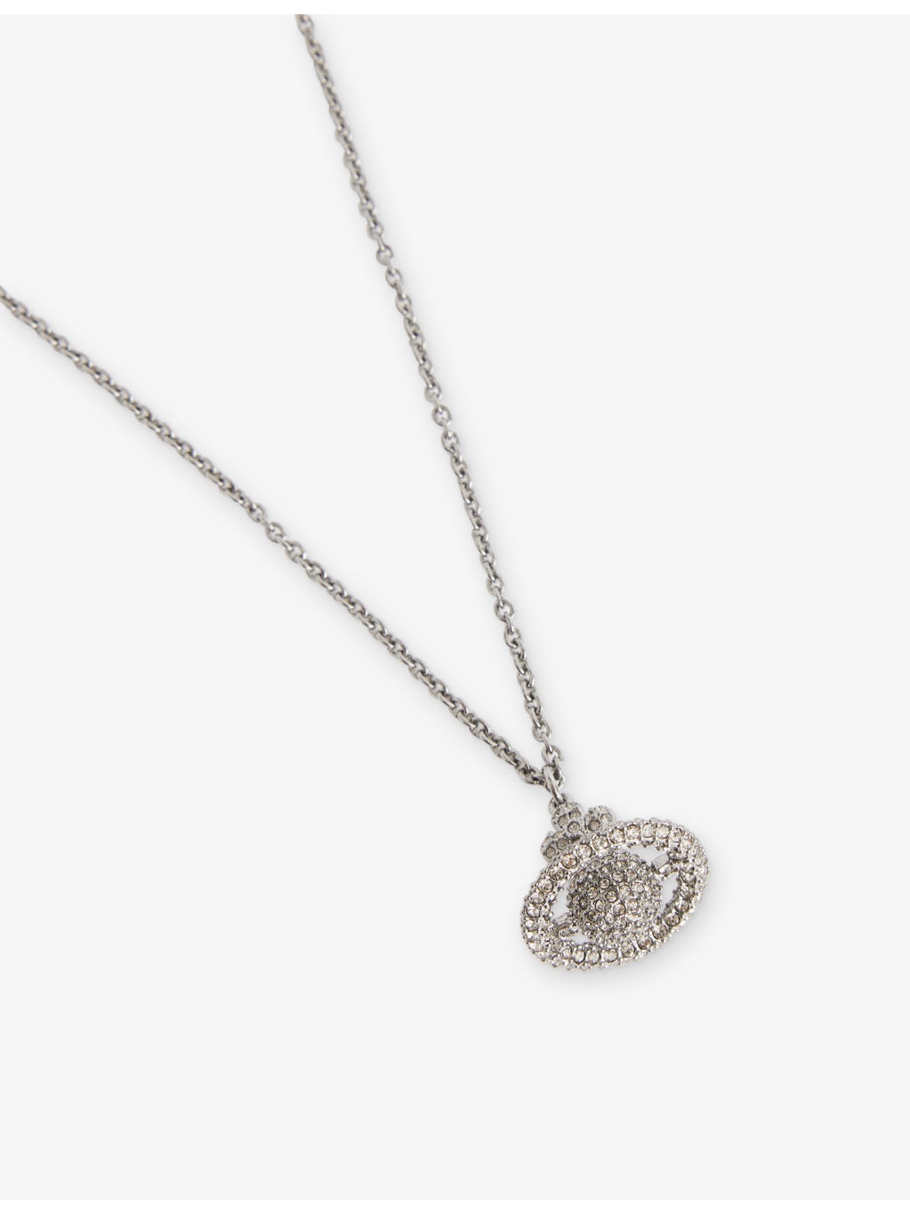 Grace Small Platinum-Plated Brass and Crystal Pendant Necklace - 3