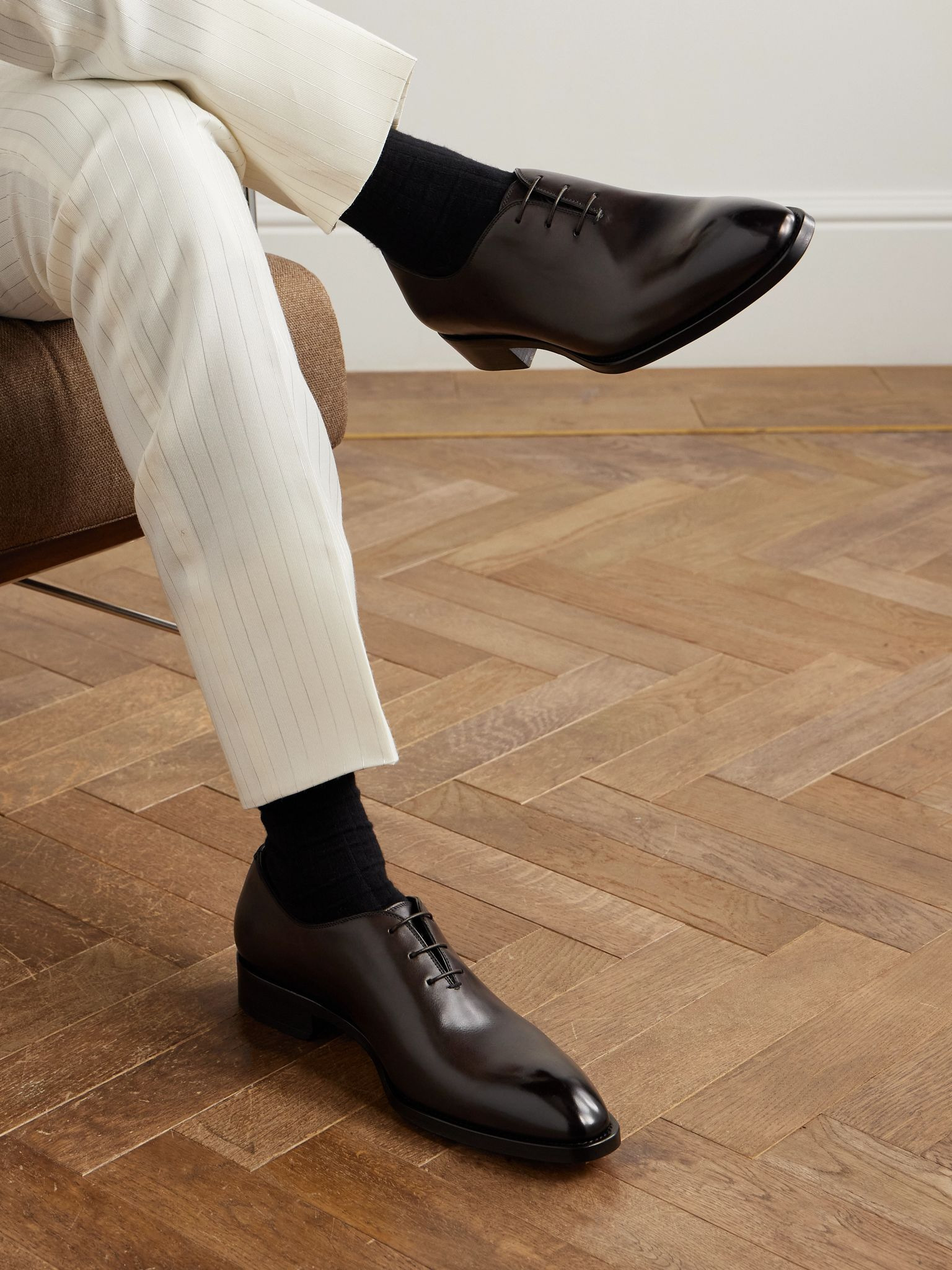 Whole-Cut Patent-Leather Oxford Shoes Dark brown - 2