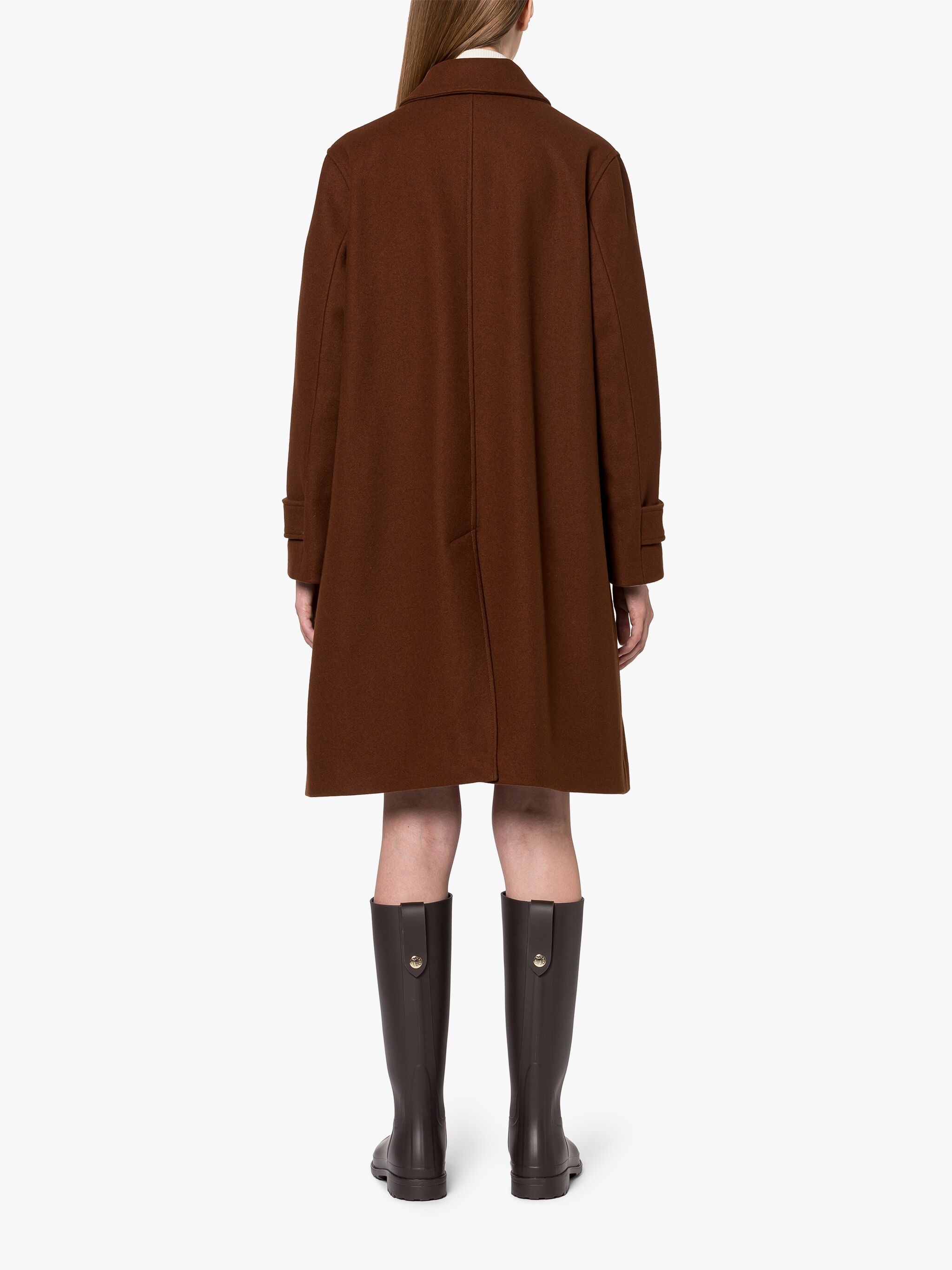 BANTON BROWN WOOL 3/4 COAT - 4