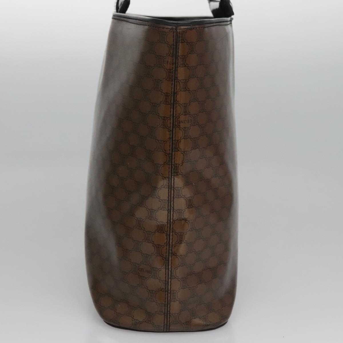 CELINE Macadam Canvas Hand Bag Pvc Brown Black Gold - 4