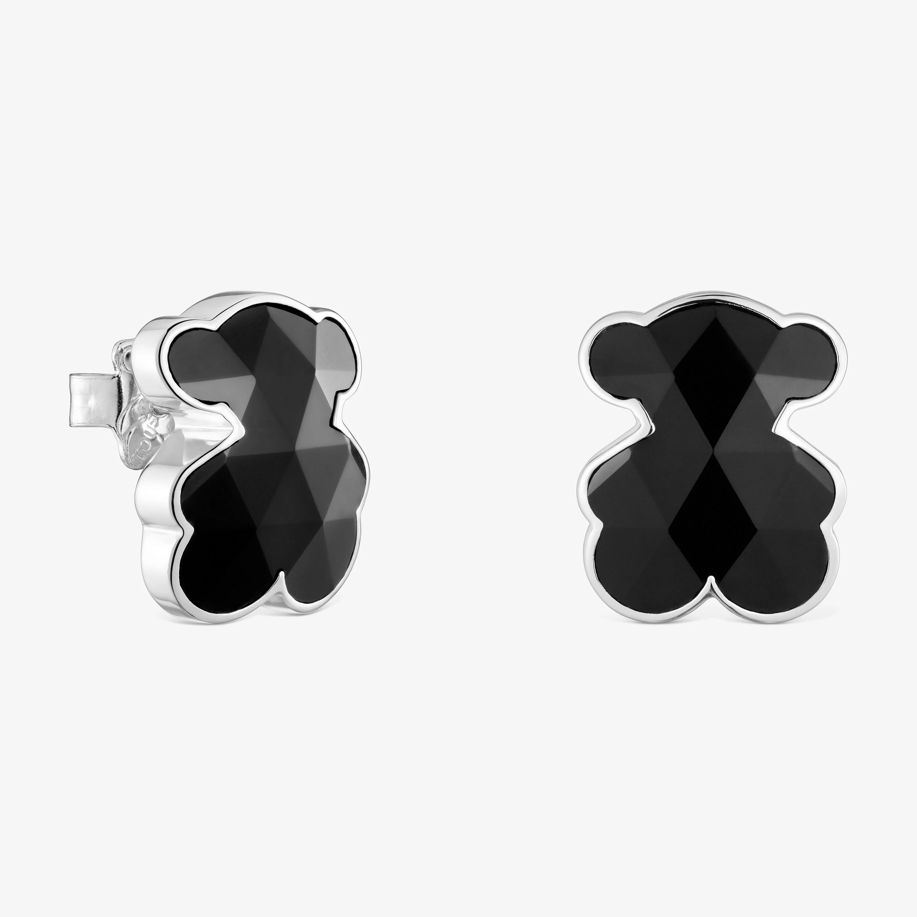 16 mm silver and onyx bear Earrings TOUS Icon Color - 1