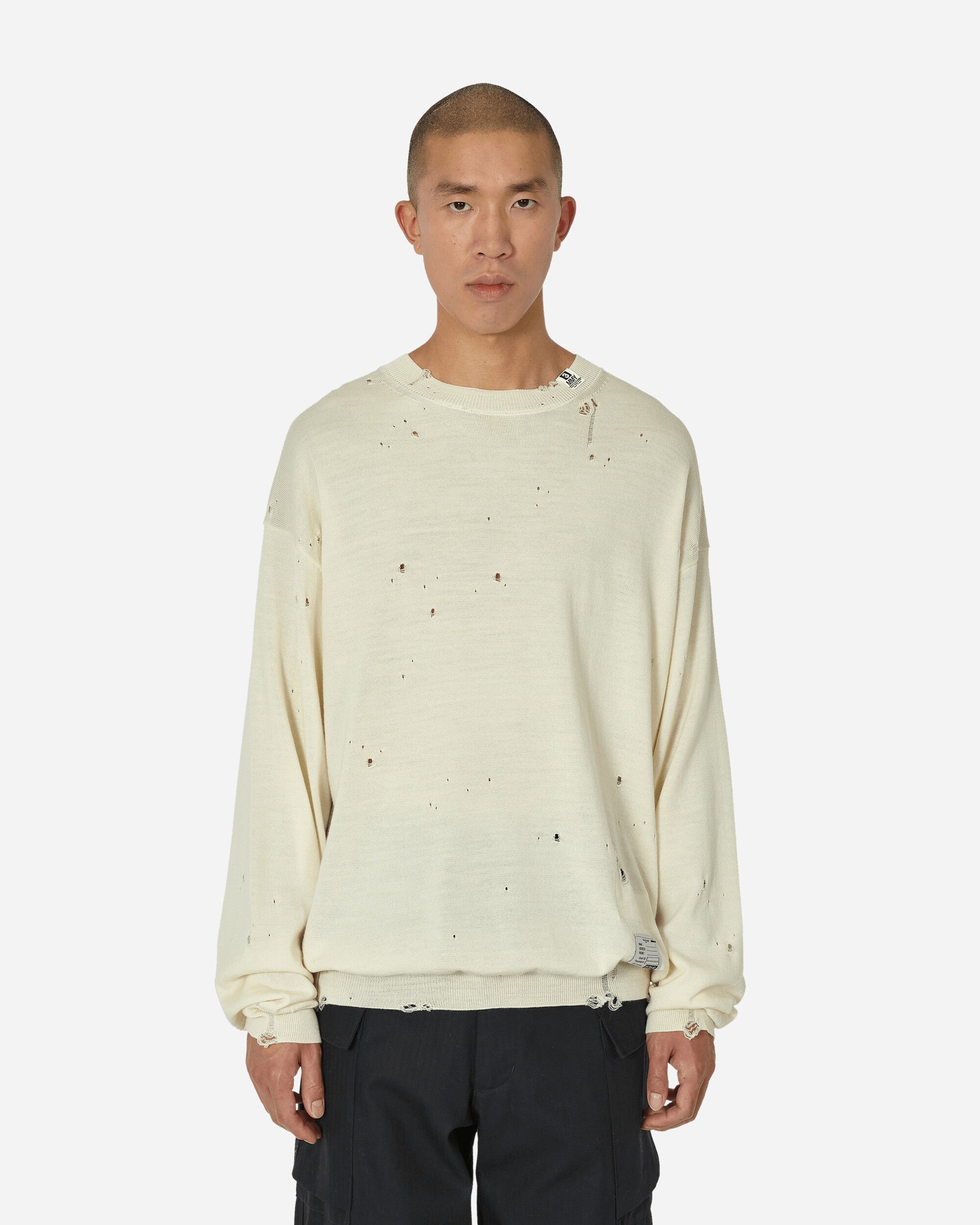 Maison MIHARAYASUHIRO Distressed Knit Sweater White | REVERSIBLE