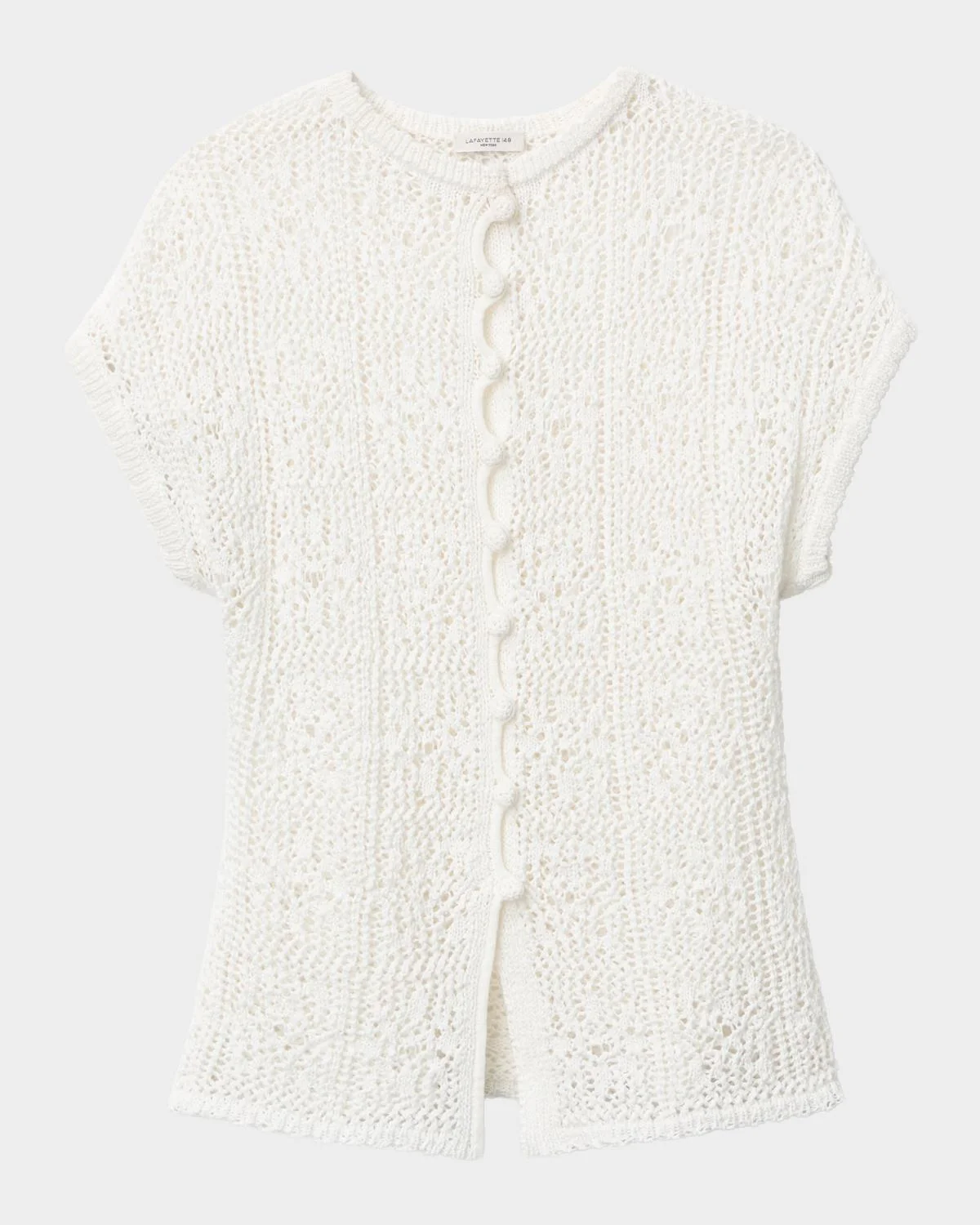 Lace-Stitch Cotton Knit Sweater - 1